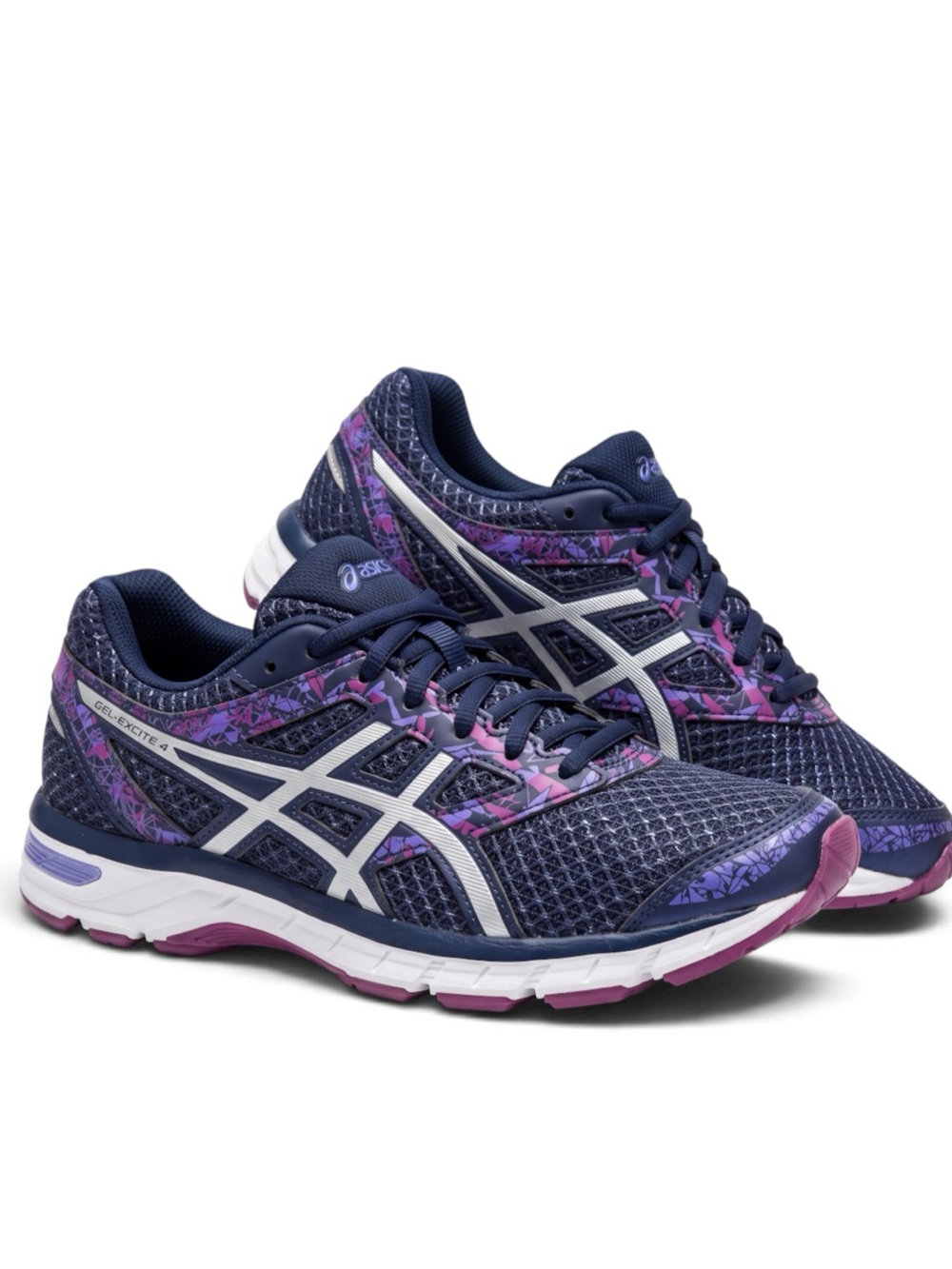 ASICS Gel Excite 4 Gel Cushion Running Shoes size 10, Navy Blue Purple Colorway
